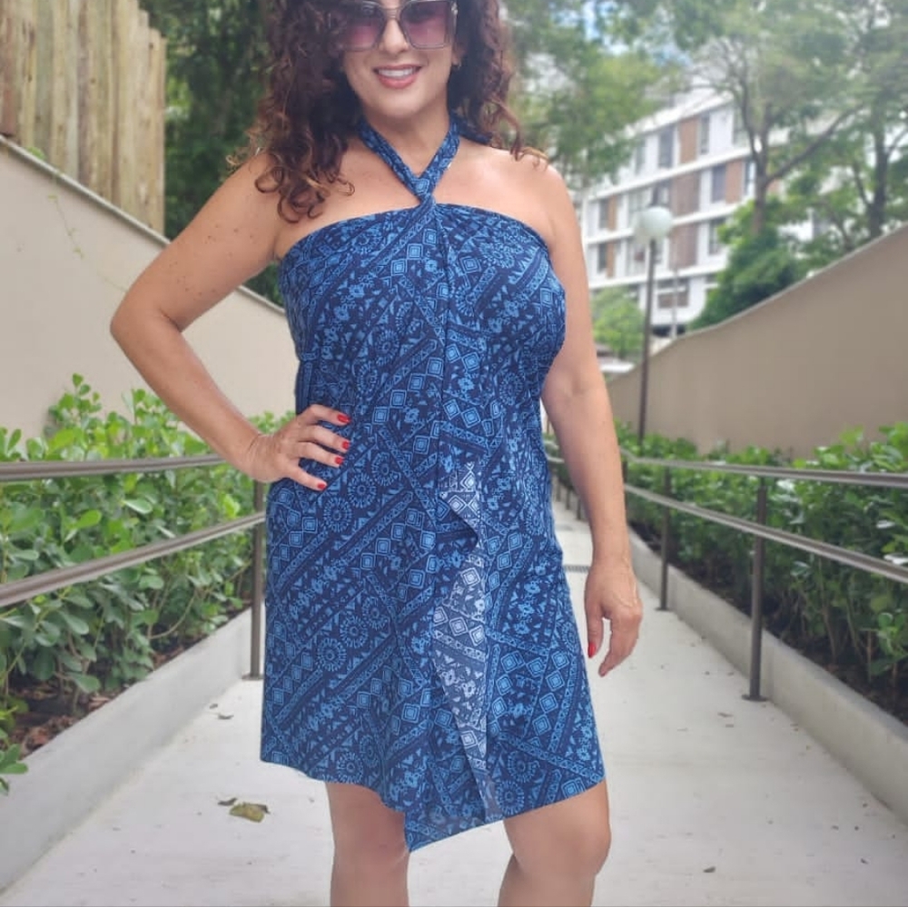 Blue Aztec Breeze Dress Wrap